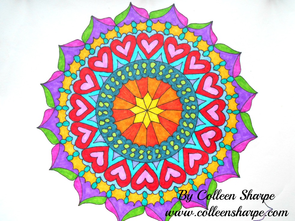 hand-drawn hand-coloured original mandala design