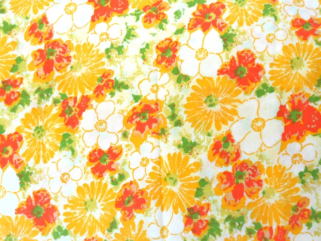 orange yellow floral Wabasso vintage cotton sheet
