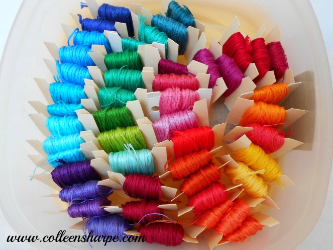 cotton embroidery thread floss pinks reds blues greens yellows oranges purples