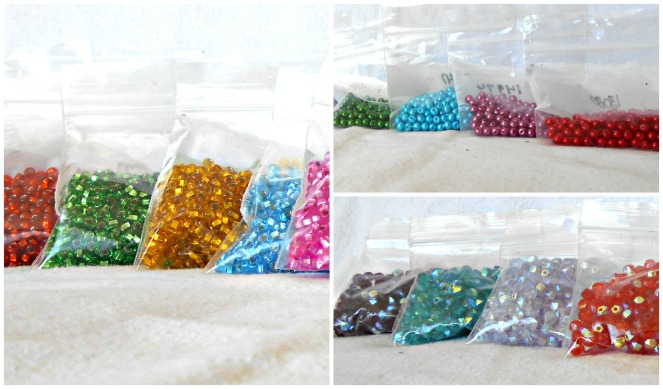 silverlined seed beads pearl beads AB faceted beads rainbow colours