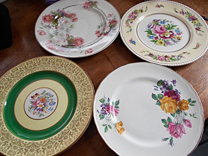 floral English china plates thrift store