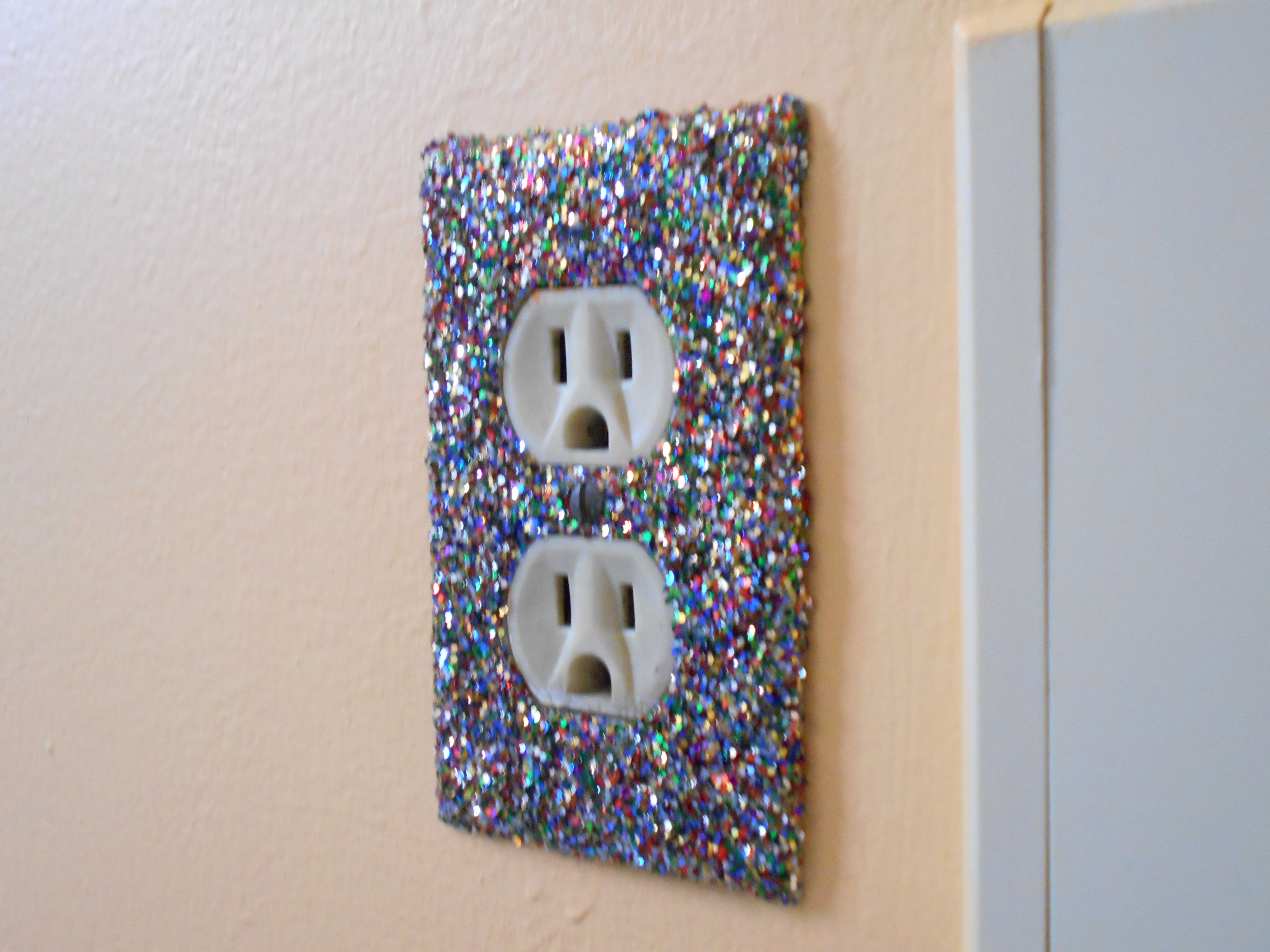 multicolour glitter decorated switchplate