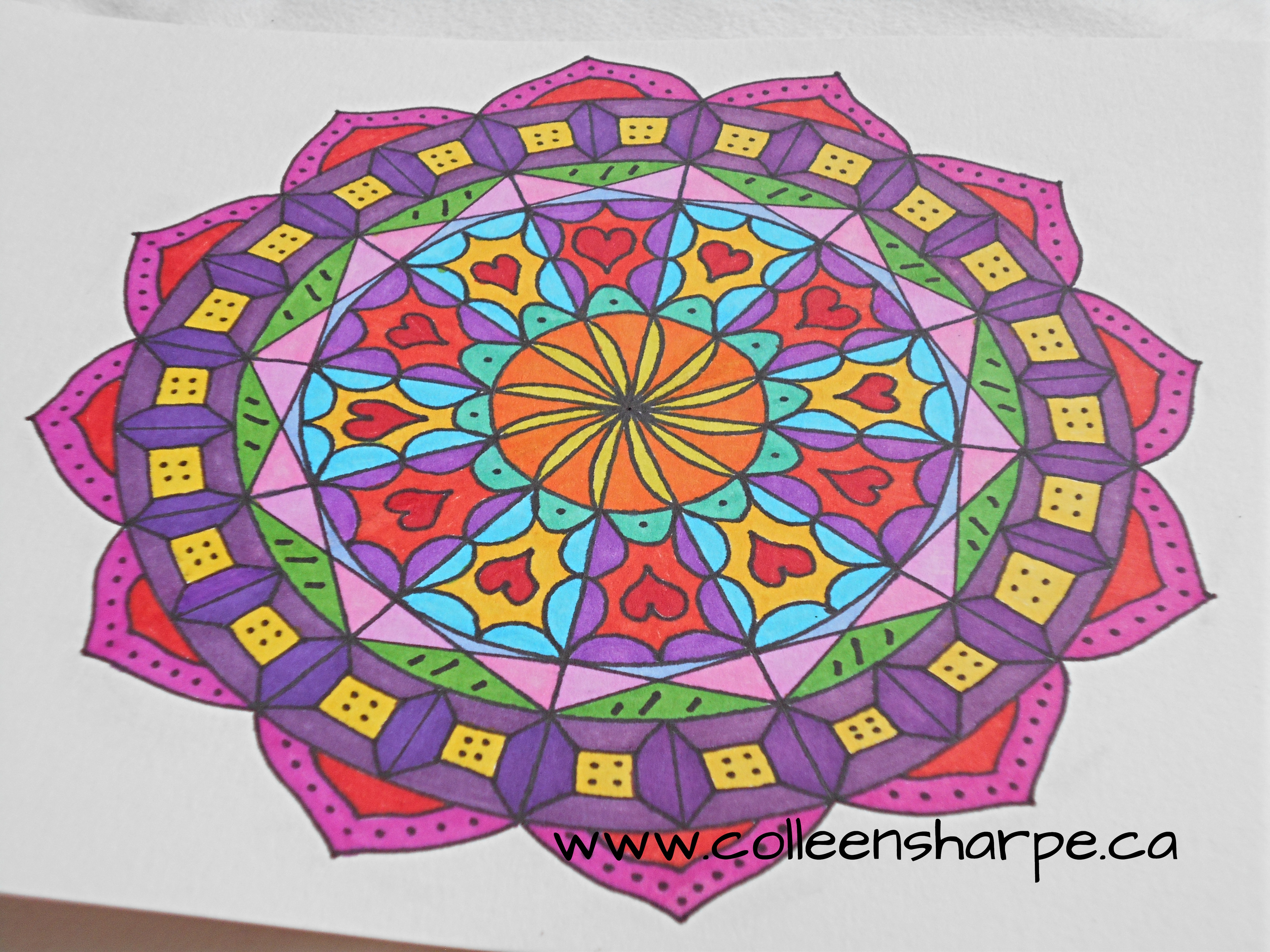 handdrawn handcoloured multicolour Sharpie mandala