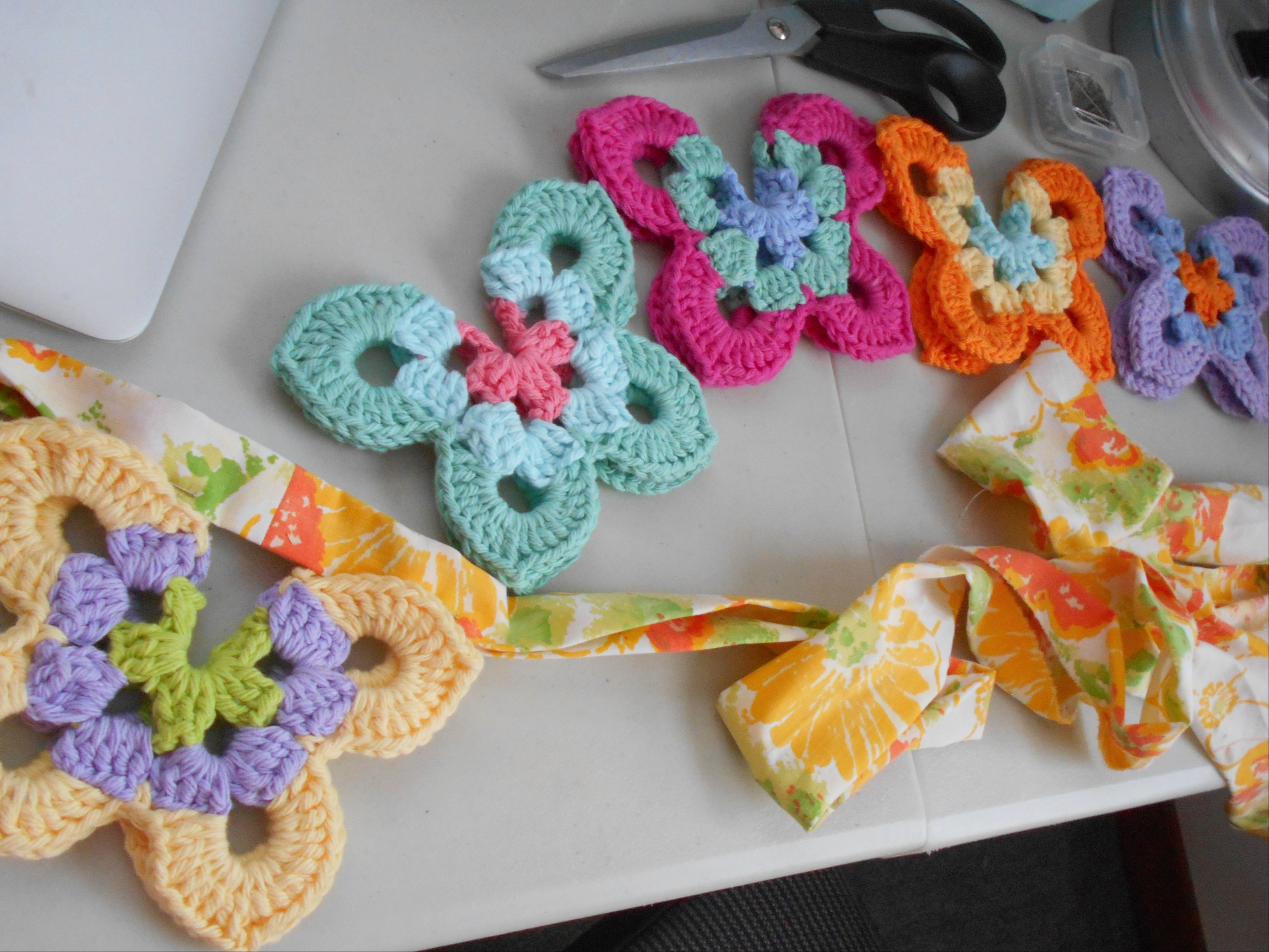 crocheted butterflies spring bunting